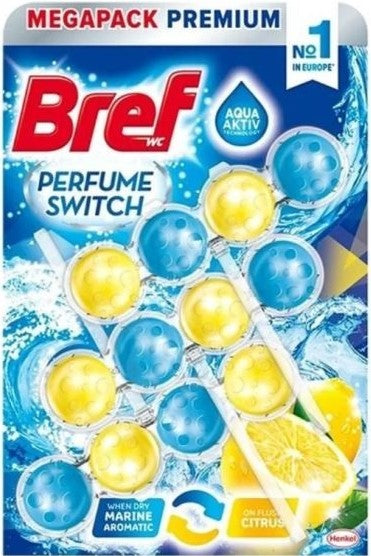 Bref Perfume Switch Sea & Citrus Toilet Bowl Freshener Blocks, 3 x 50 g