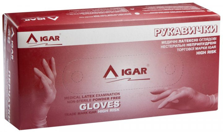 Igar Blue Latex Medical Gloves, Size M, 50 pcs