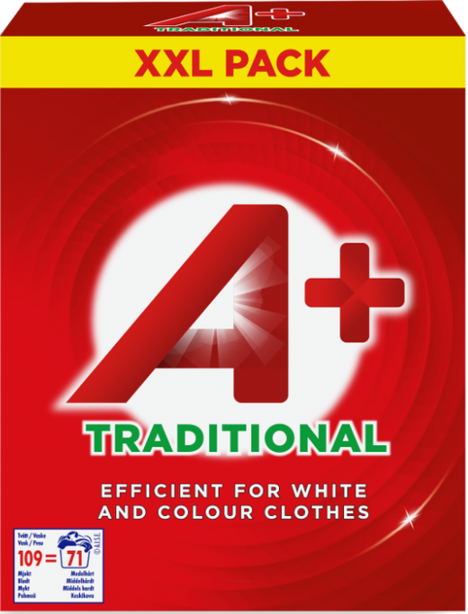 A+ Traditional Laundry Detergent Powder, 109 Loads, 4.615 kg