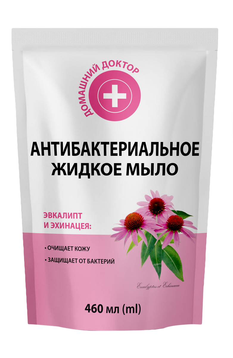 Domashniy Doktor Antibacterial Eucalyptus & Echinacea Liquid Hand Soap Refill Pouch, 460 mL