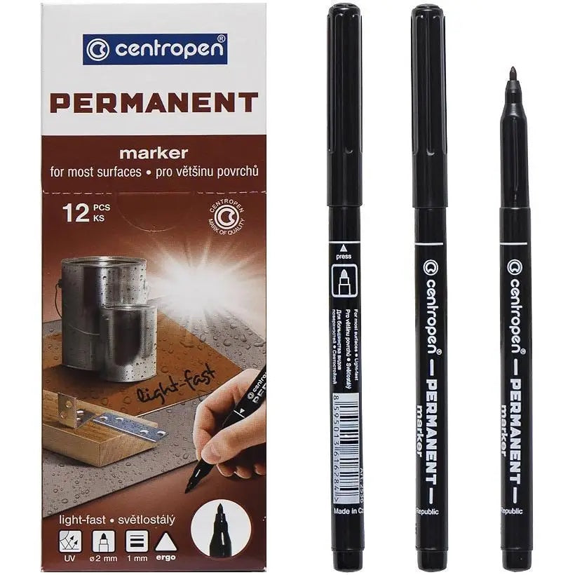 Centropen 2536 Black Permanent Marker, 1 mm
