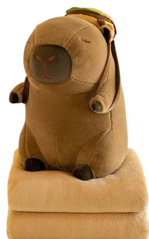 Capybara with Backpack Plush Toy and Blanket
