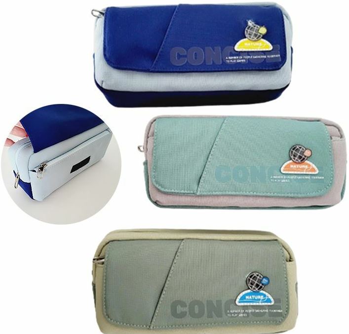 6511 Concise 2-Compartment Fabric Pencil Case