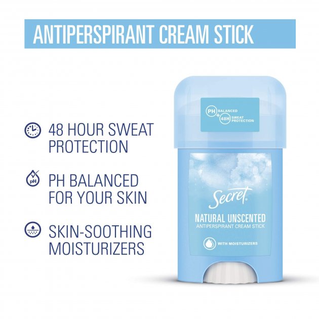 Secret Natural Unscented Women's Cream Antiperspirant Deodorant, 40 mL - Image 2