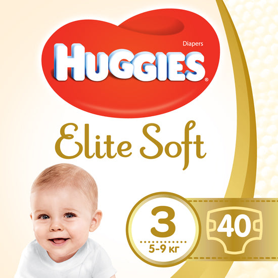 Huggies Elite Soft 3 Baby Diapers, 40 pcs, 5-9 kg