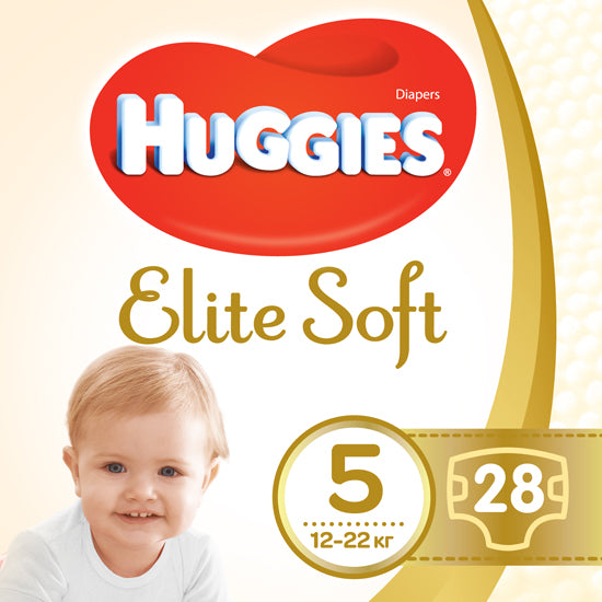 Huggies Elite Soft 5 Baby Diapers, 28 pcs, 12-22 kg