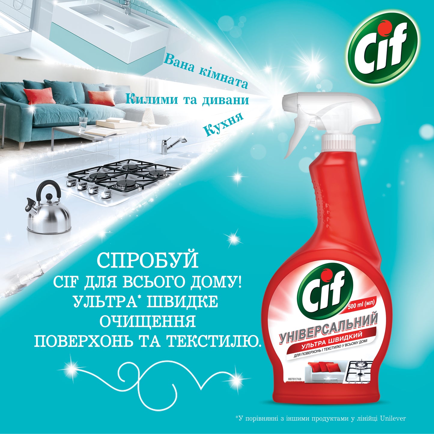 Cif Ultra-Fast All-Purpose Cleaner Spray, 500 mL - Image 2