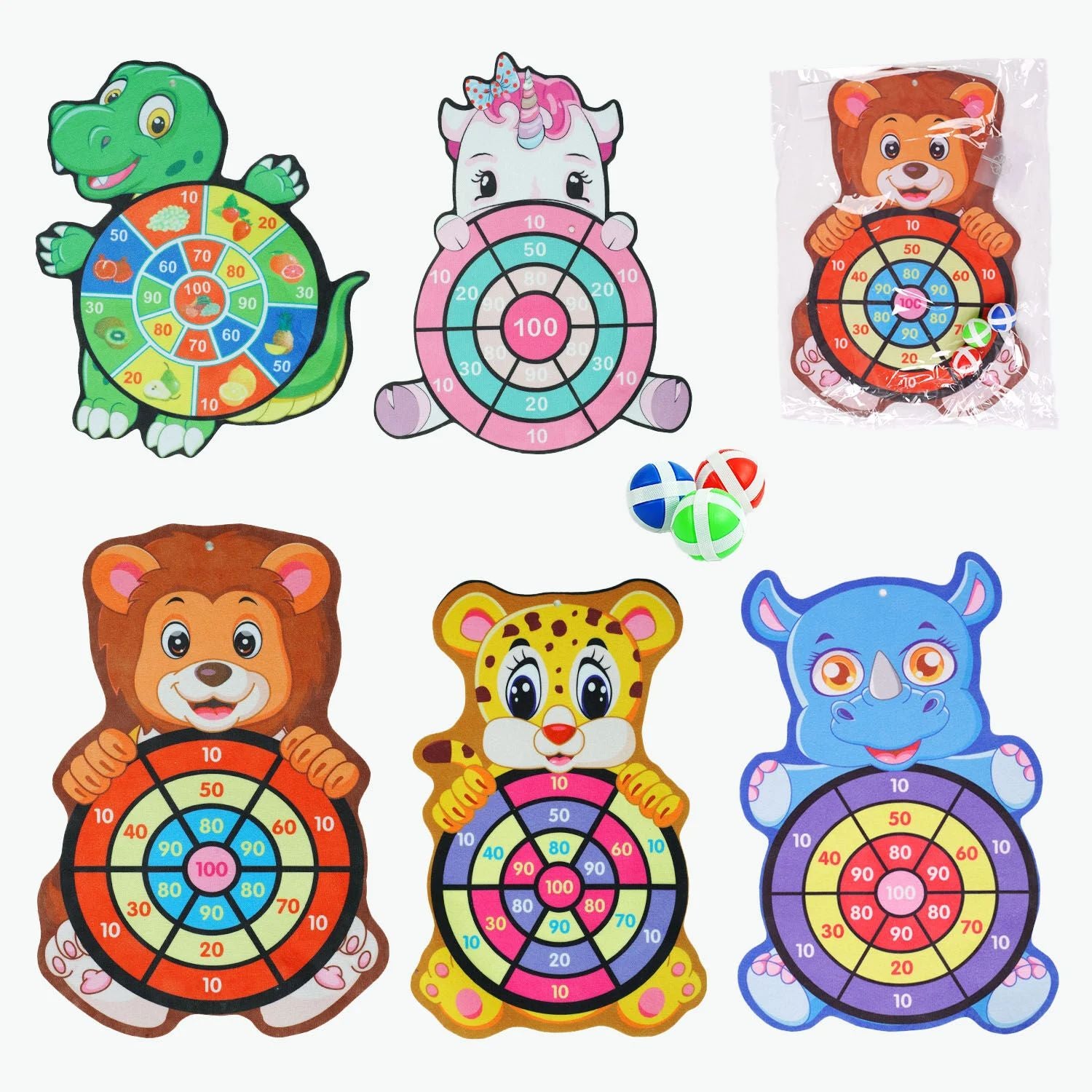 YS003-5/YS003-4/YS002-7/YS004-9 Animal Hook-and-Loop Dartboard