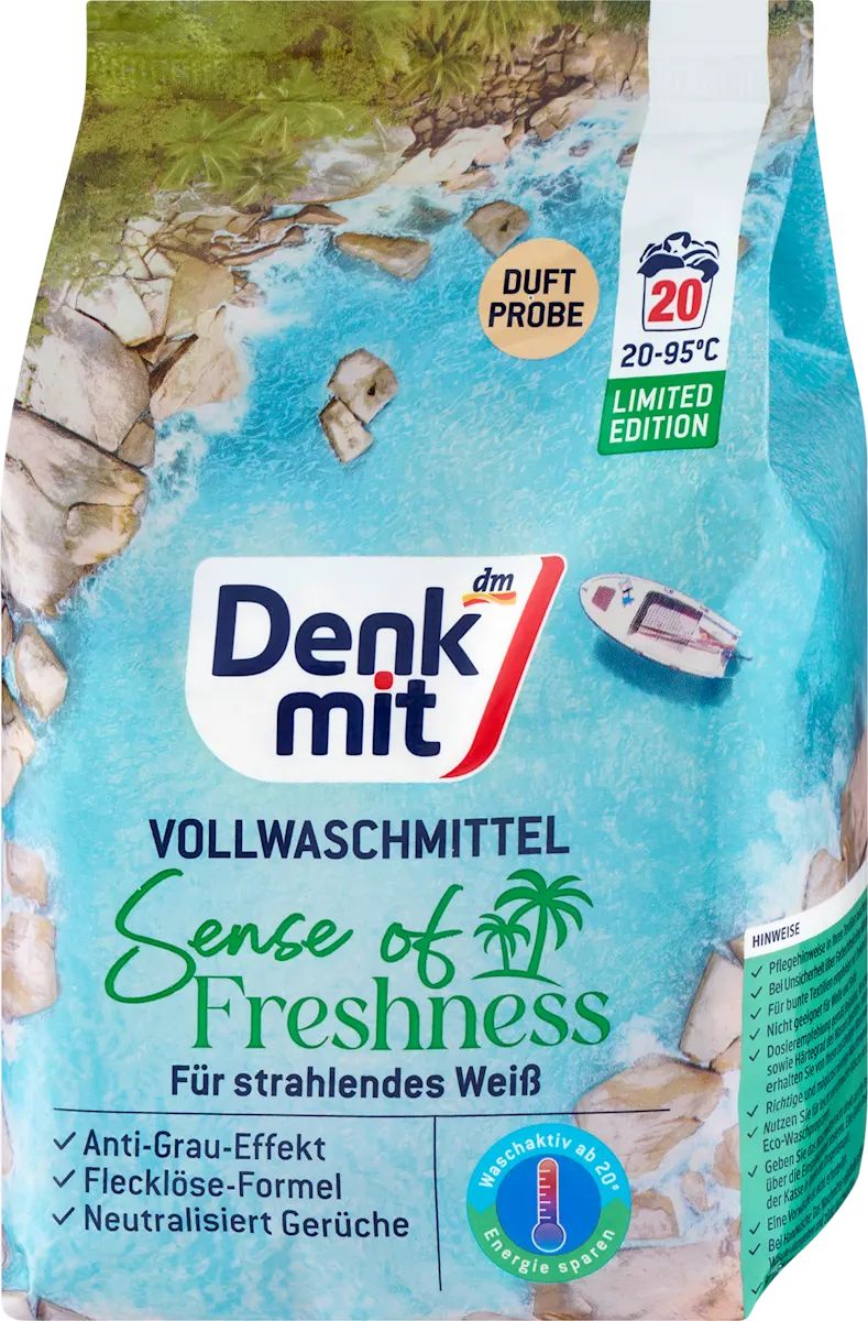 Denkmit Sense of Freshness Laundry Detergent Powder for Whites, 20 Loads, 1.3 kg