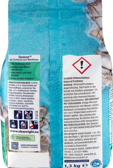 Denkmit Sense of Freshness Laundry Detergent Powder for Whites, 20 Loads, 1.3 kg - Image 2
