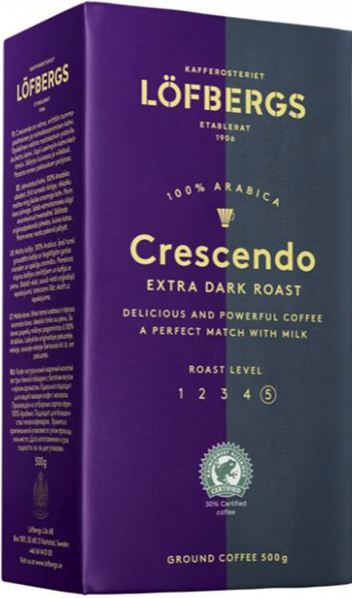 Löfbergs Crescendo Extra Dark Roast Ground Coffee, 500 g