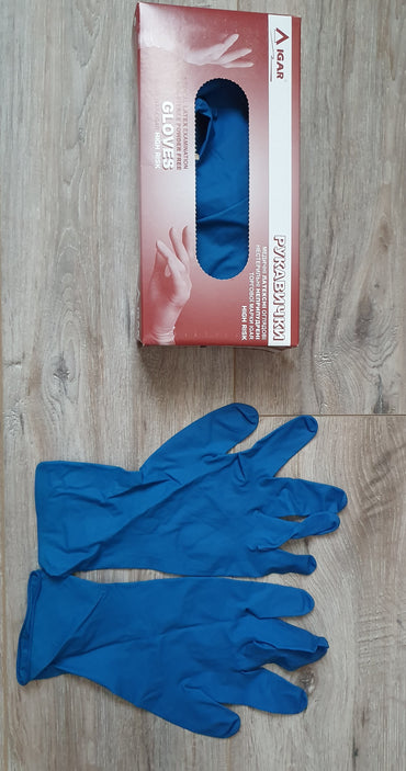 Igar Blue Latex Medical Gloves, Size L, 50 pcs - Image 2