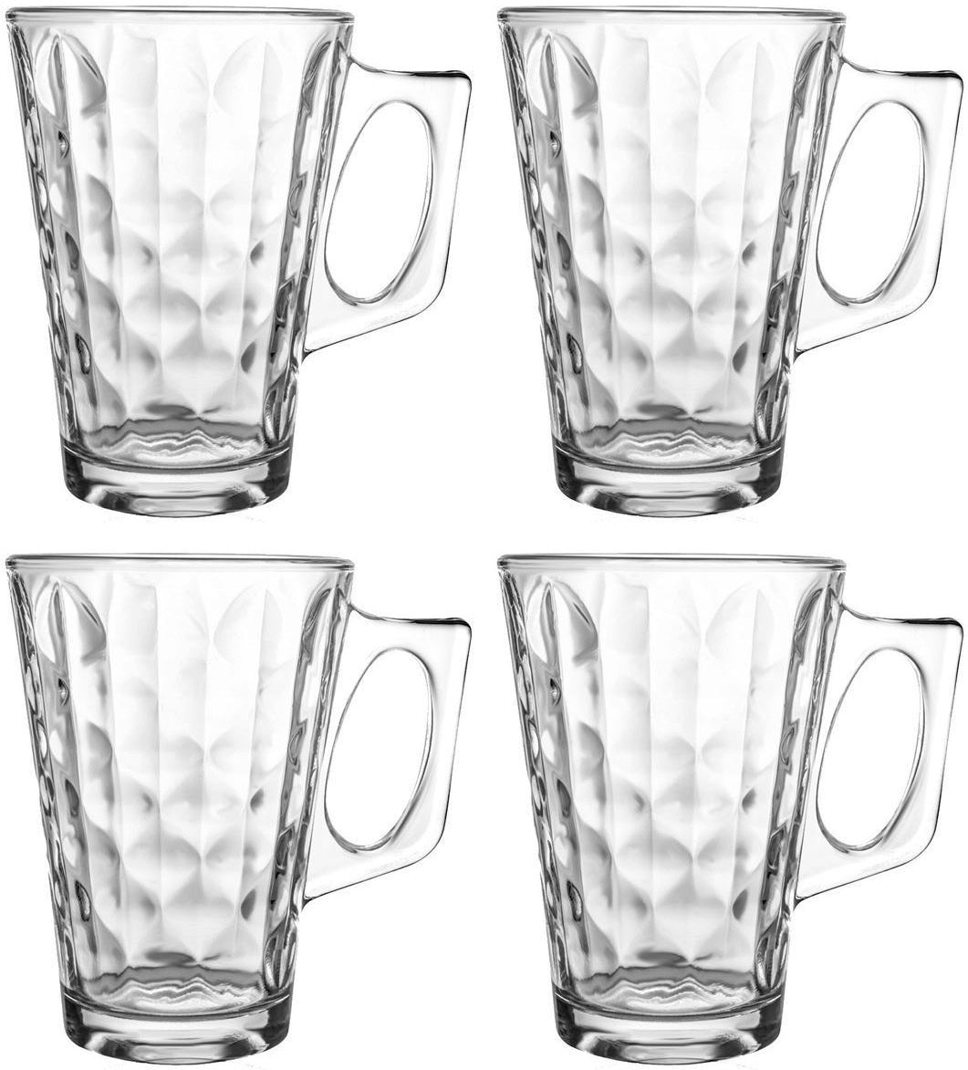 Ecomo Pyramids CON-0255-PYR-S Glass Cup Set, 4 pcs, 255 mL