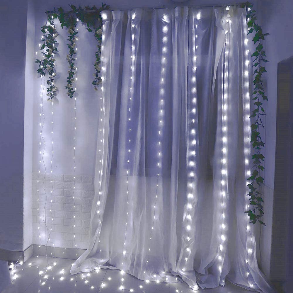 M-39 Dew Drops Wire Curtain Lights with Remote, White Light, 2 x 2 m