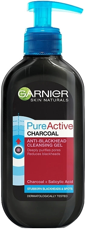 Garnier Skin Naturals Pure Active Anti-Blemish Cleansing Gel with Absorbent Charcoal, 200 mL