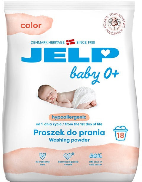 JELP Baby 0+ Hypoallergenic Laundry Detergent Powder for Colors, 18 Loads, 1.35 kg