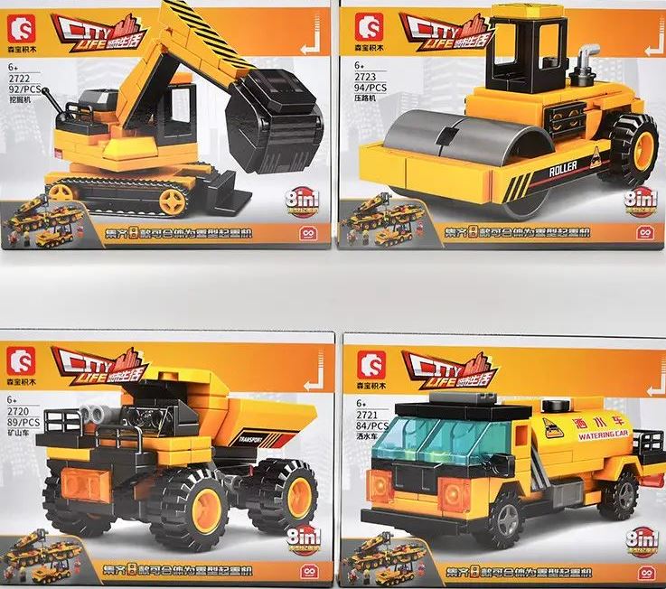 City Life 2716-2723 Construction Vehicle 8-in-1 Building Set, Assorted Designs